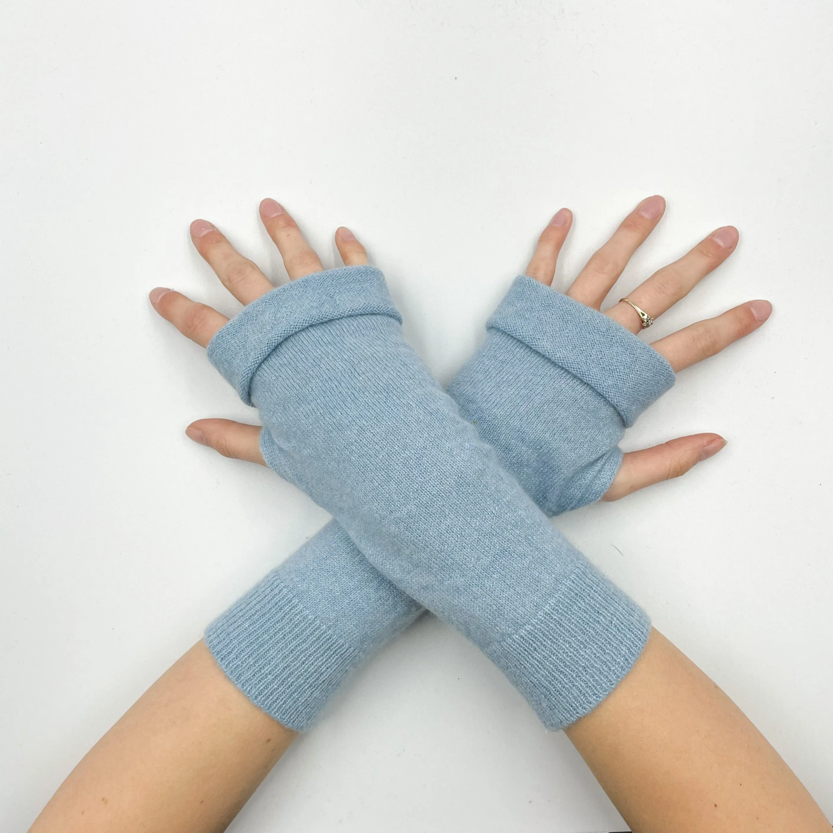 Baby Blue Fingerless Gloves