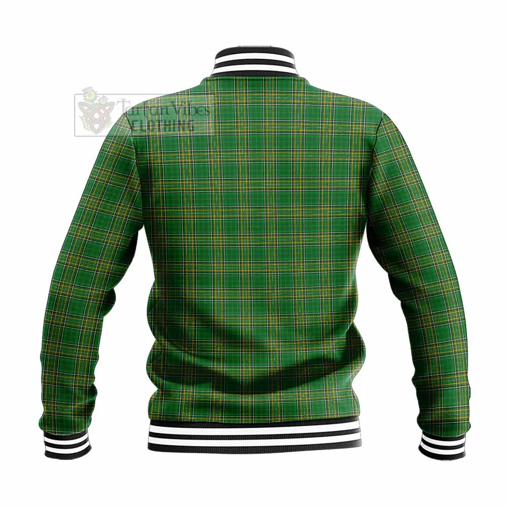 Bevens Irish Clan Tartan Baseball Jacket with Coat of Arms