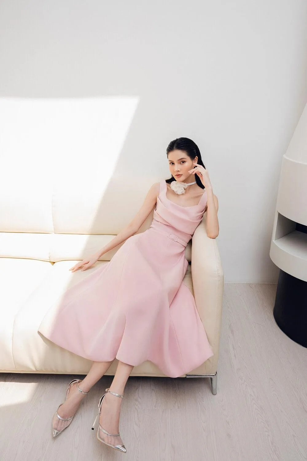 Evelyn A-line Strappy Cotton Midi Dress