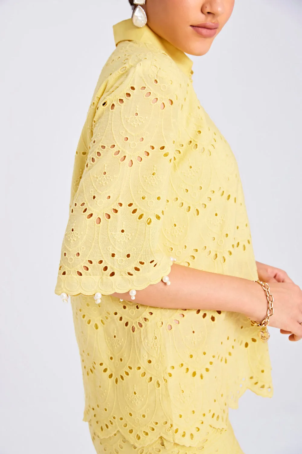 Lemon Schiffli Pant Set
