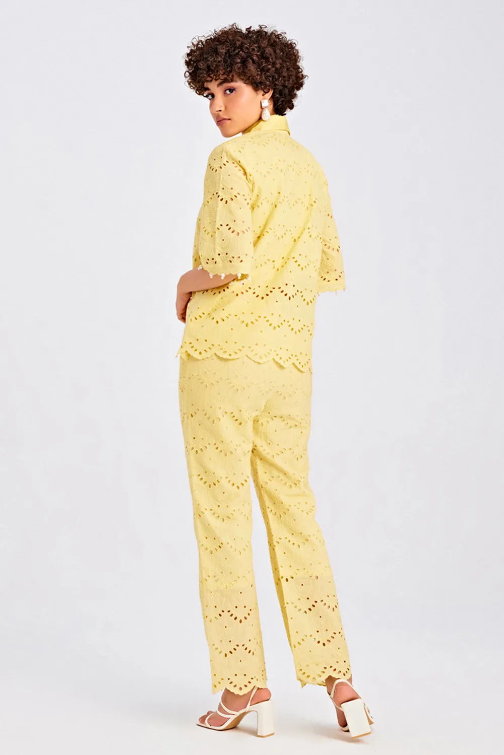 Lemon Schiffli Pant Set