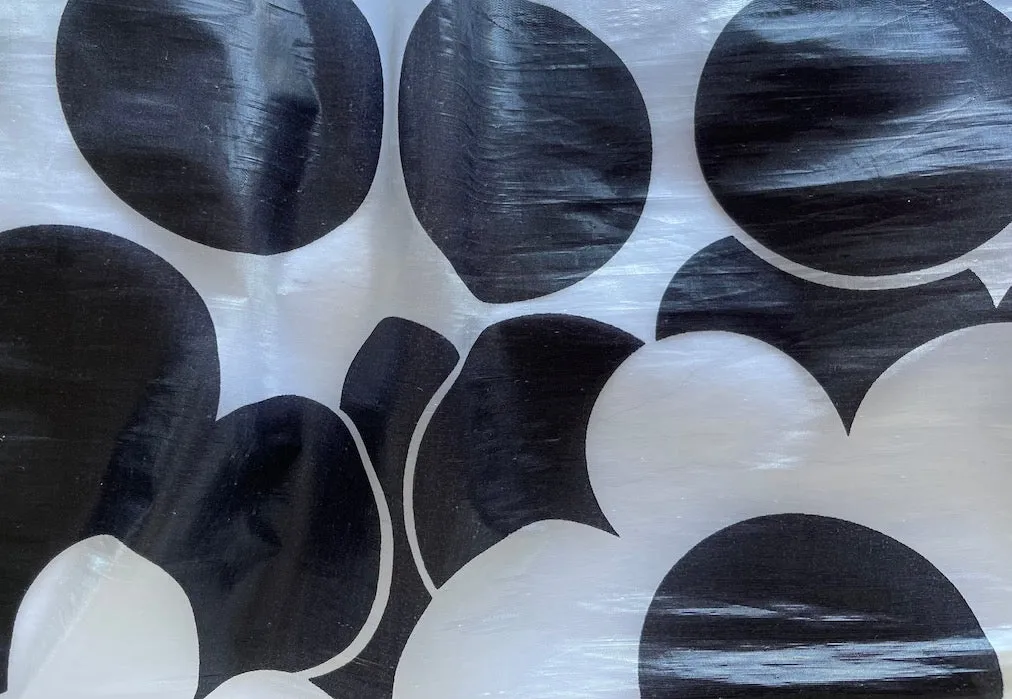 Metallic Pop Art Dots & Daisies Silk Blend Organza  (Made in Italy)
