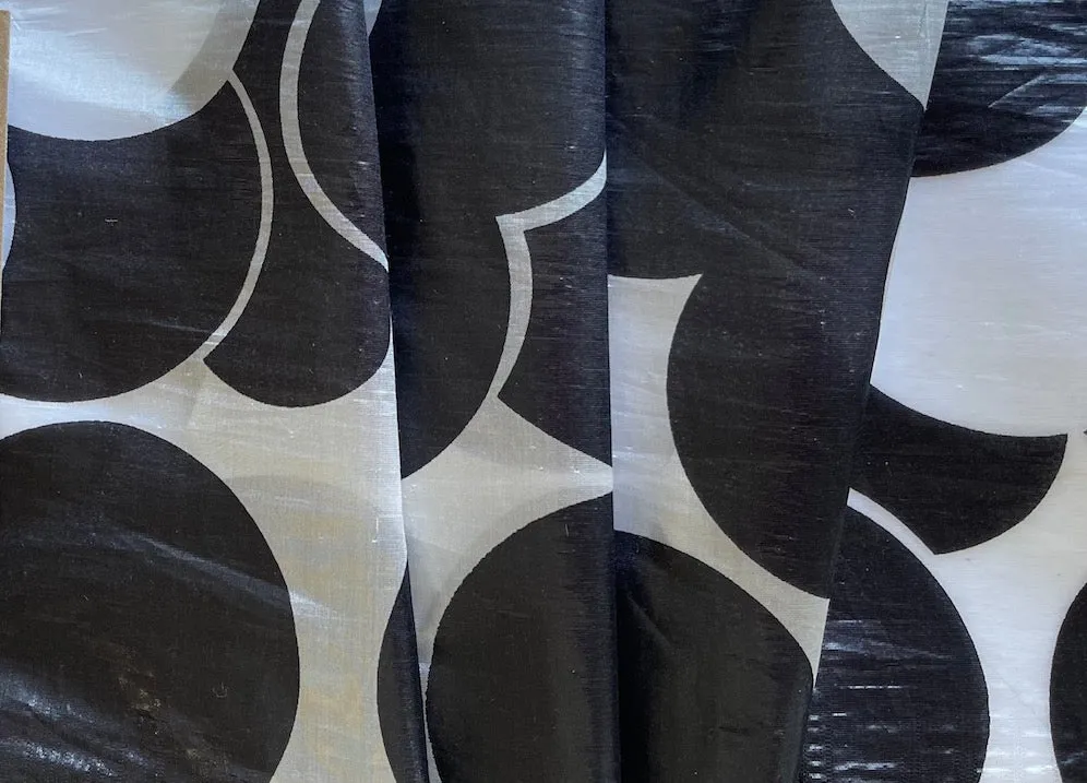 Metallic Pop Art Dots & Daisies Silk Blend Organza  (Made in Italy)