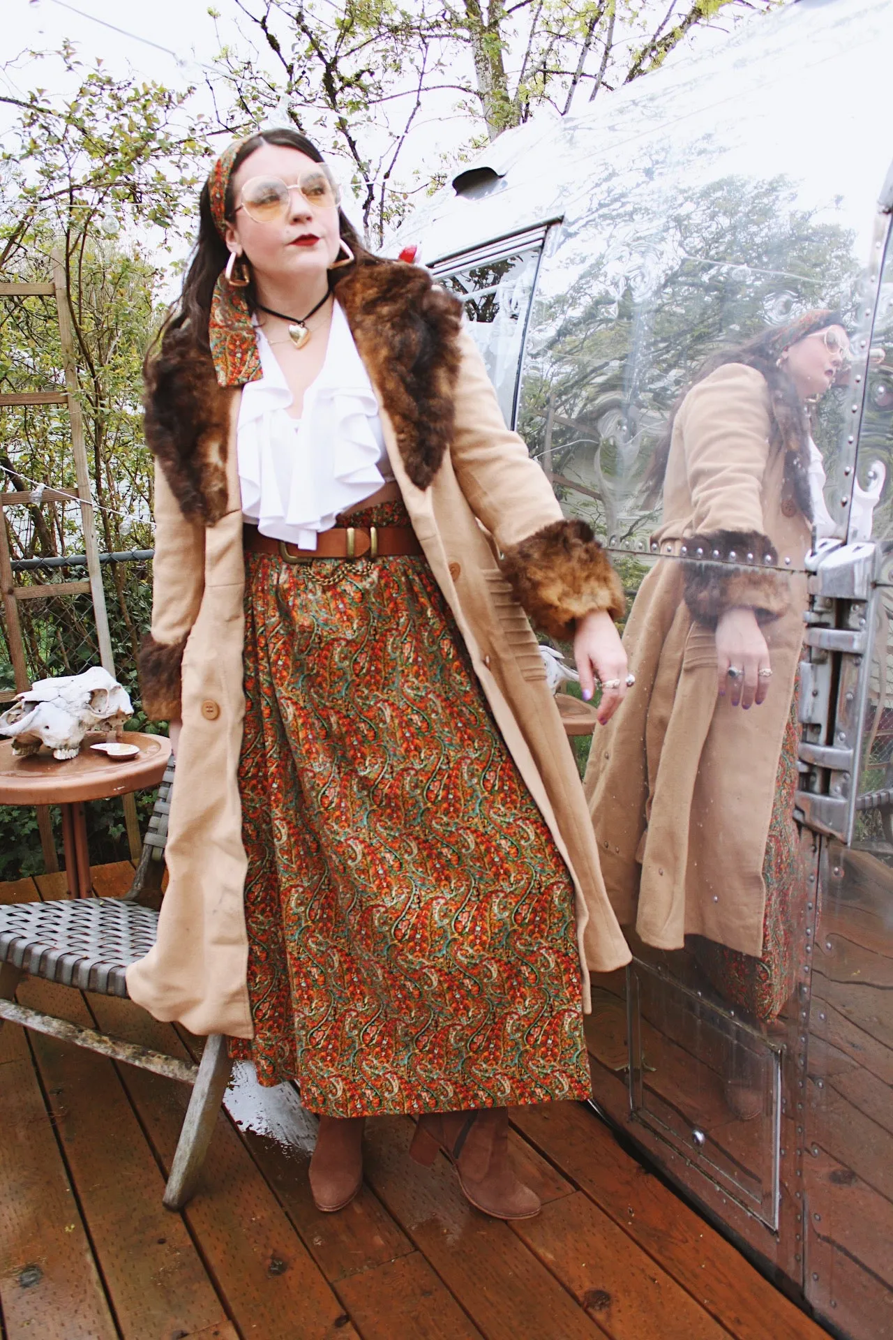 Paisley Print Velvet Maxi Skirt