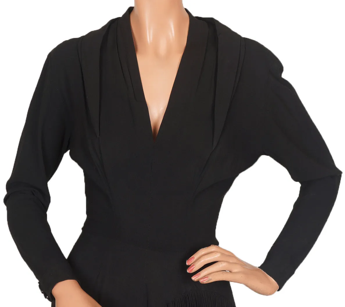 Vintage Couture Cocktail Dress Silk Crepe 1940s Fashion Size S / M