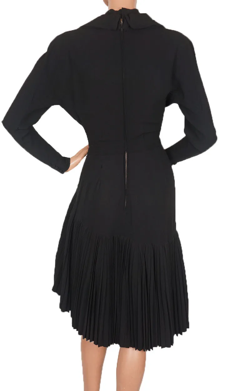 Vintage Couture Cocktail Dress Silk Crepe 1940s Fashion Size S / M