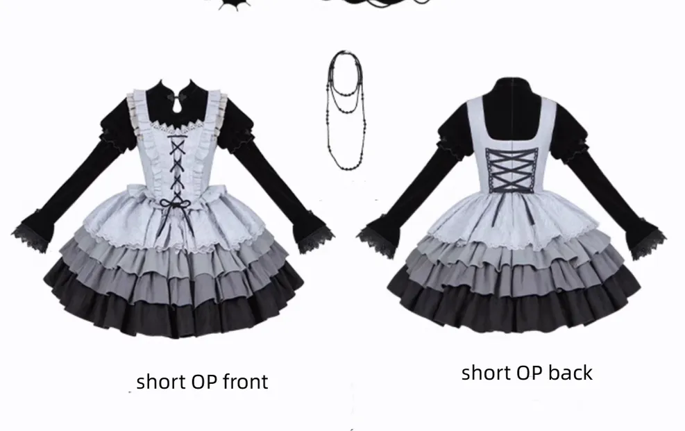 With Puji~Innocent Talk~Halloween Chinese Style Lolita OP Black-silver Gray Dress