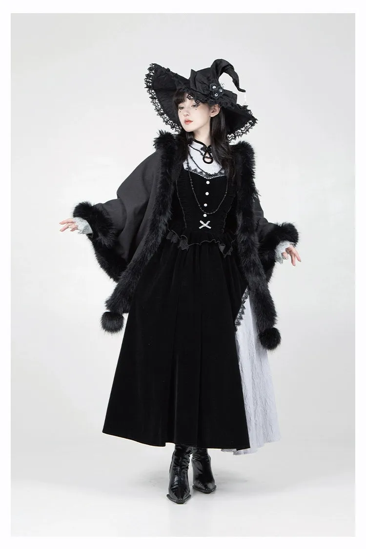 With Puji~Innocent Talk~Halloween Chinese Style Lolita OP Black-silver Gray Dress