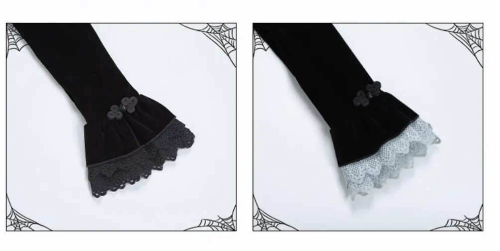 With Puji~Innocent Talk~Halloween Chinese Style Lolita OP Black-silver Gray Dress