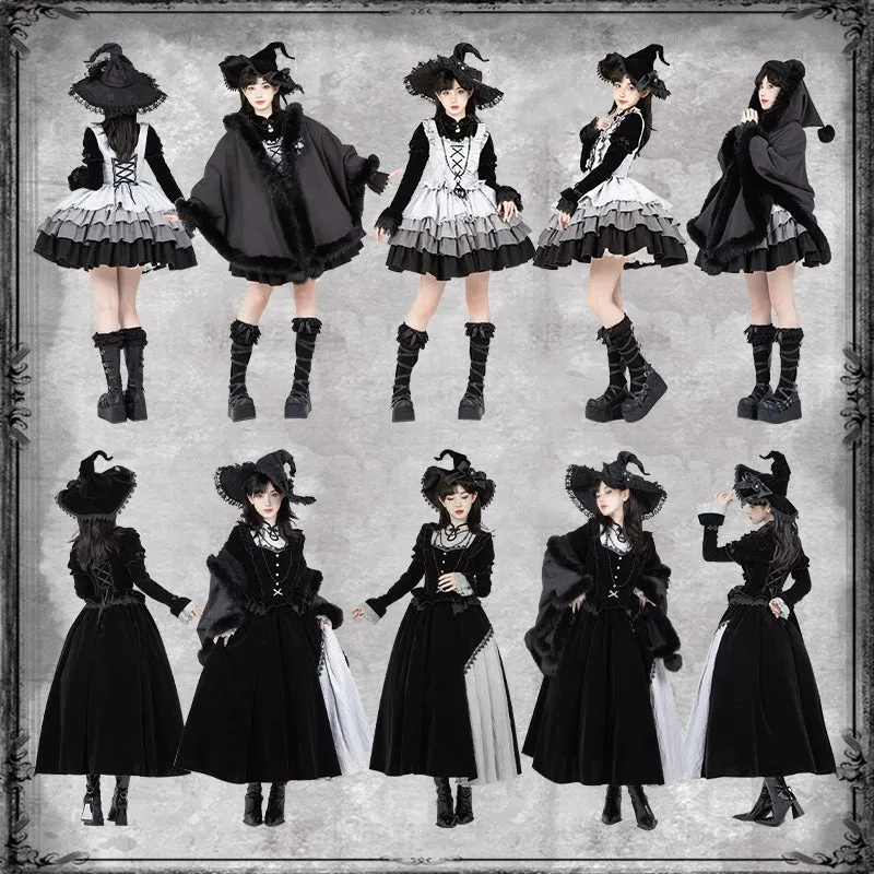 With Puji~Innocent Talk~Halloween Chinese Style Lolita OP Black-silver Gray Dress